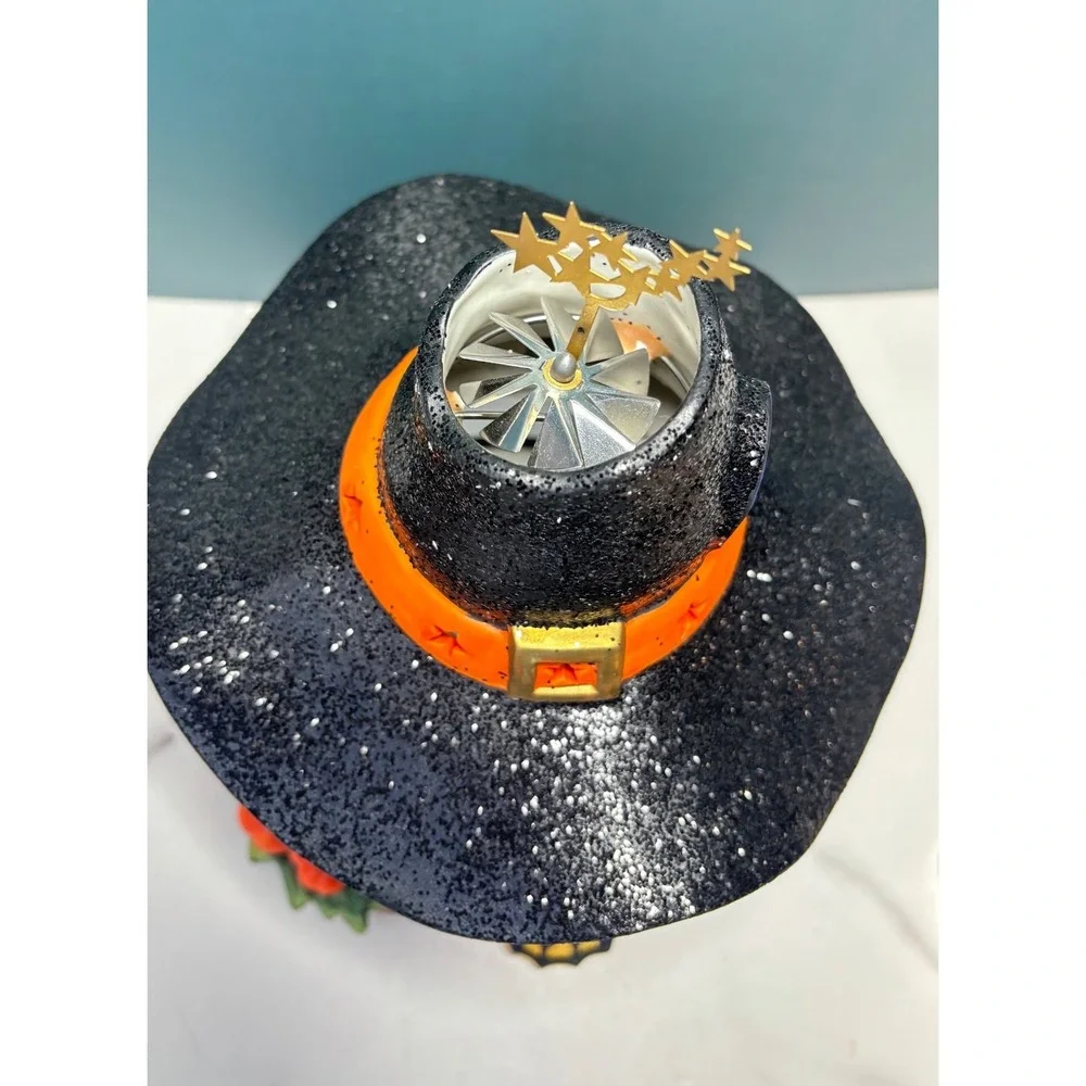 PartyLite Halloween Witches Hat Tea Light Holder Spinning Star Votive P7329